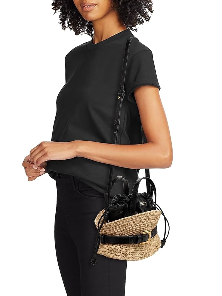 Amazon.com: Balmain, Mini Shuffle Raffia & Leather Top